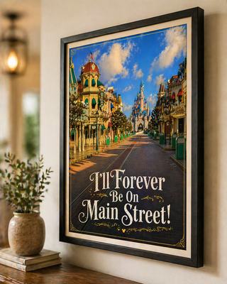 Disneyland Paris Main Street, I’ll Forever Be On Main Street Print, A4 A3 Wall Art, Inspired Gift Travel Poster