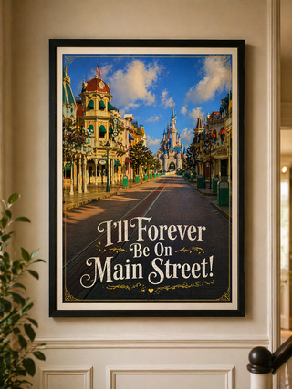 Disneyland Paris Main Street, I’ll Forever Be On Main Street Print, A4 A3 Wall Art, Inspired Gift Travel Poster