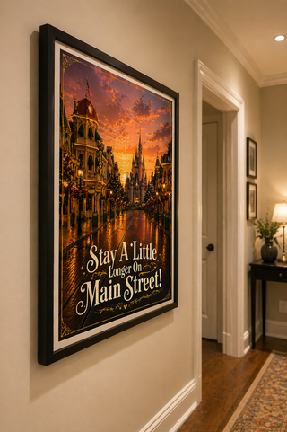 Disneyland Paris Print, Stay A Little Longer on Main Street Poster, A4 A3 Wall Art, Inspired Gift Travel Poster