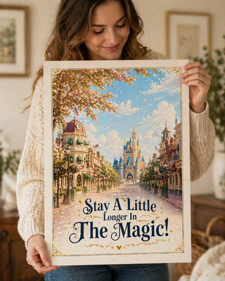Disneyland Paris Print, Stay A Little Longer in The Magic Main Street Poster, A4 A3 Wall Art