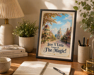 Disneyland Paris Print, Stay A Little Longer in The Magic Main Street Poster, A4 A3 Wall Art