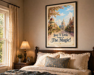 Disneyland Paris Print, Stay A Little Longer in The Magic Main Street Poster, A4 A3 Wall Art