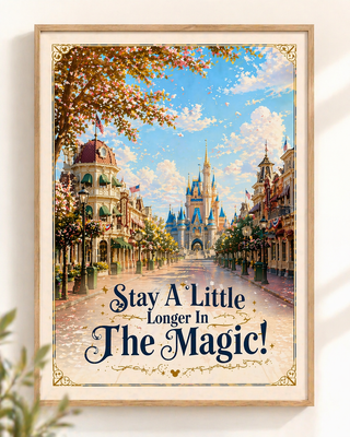 Disneyland Paris Print, Stay A Little Longer in The Magic Main Street Poster, A4 A3 Wall Art