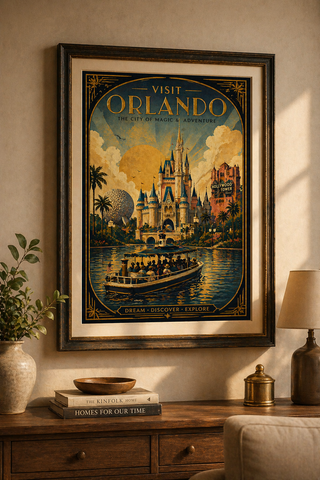 Orlando Travel Poster Vintage | A4 A3 Wall Art Print UK