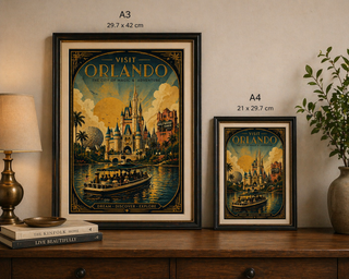 Orlando Travel Poster Vintage | A4 A3 Wall Art Print UK