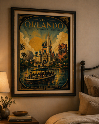 Orlando Travel Poster Vintage | A4 A3 Wall Art Print UK