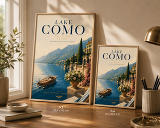 Lake Como Italy Luxury Travel Poster Print | A4 & A3 Wall Art