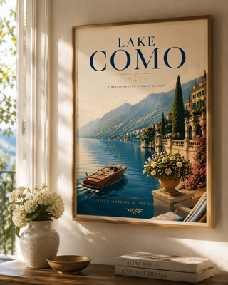 Lake Como Italy Luxury Travel Poster Print | A4 & A3 Wall Art