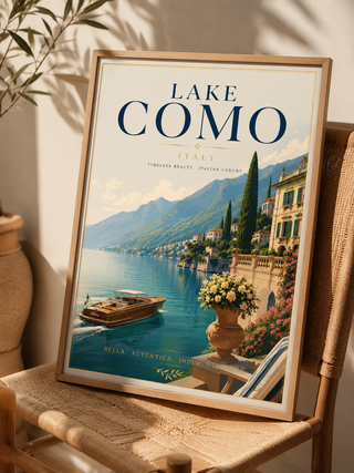 Lake Como Italy Luxury Travel Poster Print | A4 & A3 Wall Art