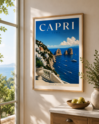 Capri Italy Travel Poster Print – Luxury Mediterranean Wall Art