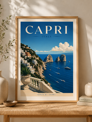 Capri Italy Travel Poster Print – Luxury Mediterranean Wall Art