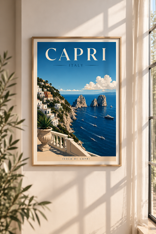 Capri Italy Travel Poster Print – Luxury Mediterranean Wall Art
