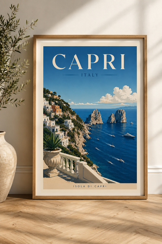 Capri Italy Travel Poster Print – Luxury Mediterranean Wall Art
