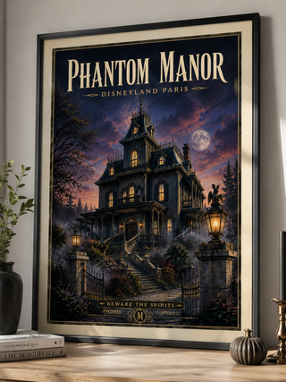 Phantom Manor Illustrated Art Print, Disneyland Paris