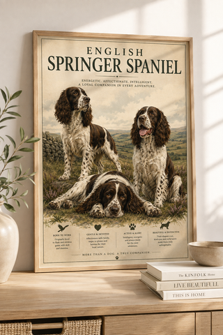 English Springer Spaniel Print,Vintage Style