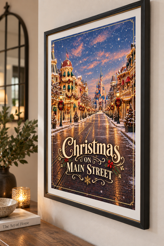 Christmas on Main Street Print, Magical Disneyland Poster
