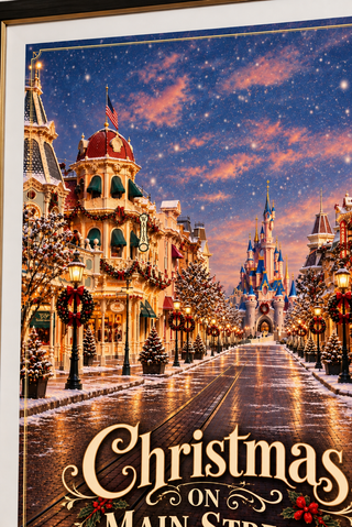 Christmas on Main Street Print, Magical Disneyland Poster