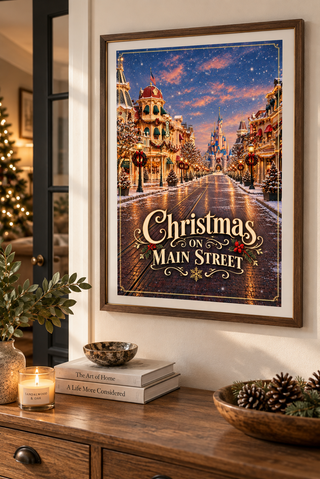 Christmas on Main Street Print, Magical Disneyland Poster