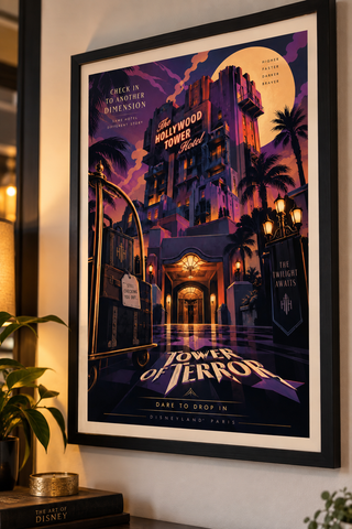Tower of Terror Poster, Disneyland Paris Inspired Wall Art, Hollywood Hotel Print, Retro Art Deco Theme Park Decor, DLP Gift