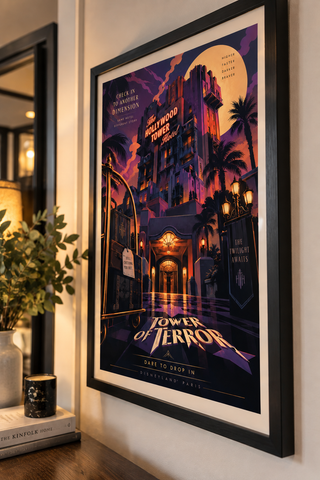 Tower of Terror Poster, Disneyland Paris Inspired Wall Art, Hollywood Hotel Print, Retro Art Deco Theme Park Decor, DLP Gift