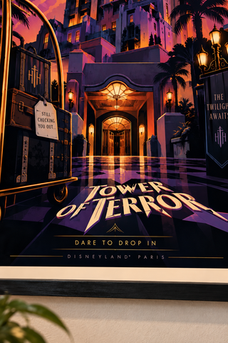 Tower of Terror Poster, Disneyland Paris Inspired Wall Art, Hollywood Hotel Print, Retro Art Deco Theme Park Decor, DLP Gift