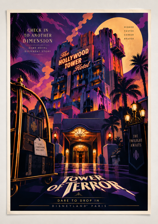 Tower of Terror Poster, Disneyland Paris Inspired Wall Art, Hollywood Hotel Print, Retro Art Deco Theme Park Decor, DLP Gift
