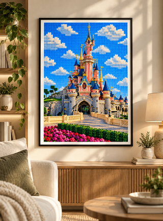 Disneyland Paris, Fairytale Castle Building Lego Style Art Print