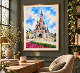 Disneyland Paris Castle Watercolour Print, Wall Art