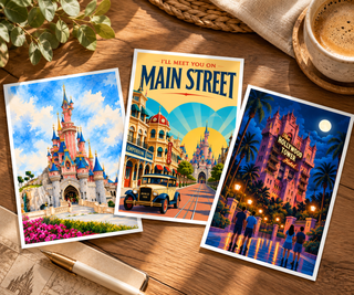 Set of 10 Disneyland Paris Inspired A6 Postcards – 300gsm Art Card
