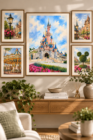 Disneyland Paris Castle Watercolour Print, Wall Art