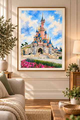Disneyland Paris Castle Watercolour Print, Wall Art