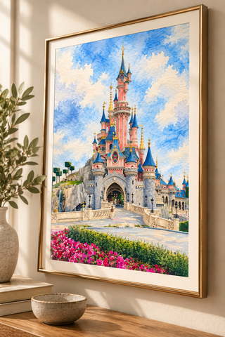 Disneyland Paris Castle Watercolour Print, Wall Art