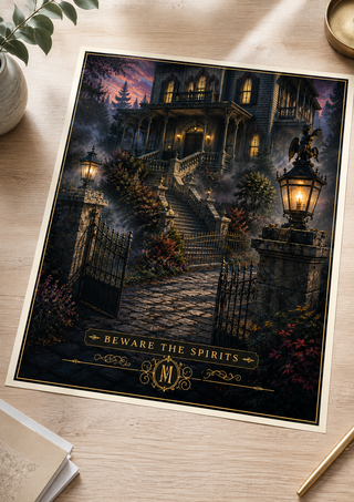 Phantom Manor Illustrated Art Print, Disneyland Paris