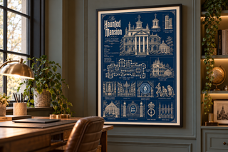 Haunted Mansion Blueprint Print ,Magic Kingdom Wall Art