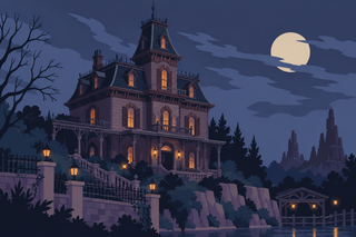 Phantom Manor Illustrated Art Print, Disneyland Paris