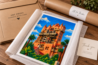 Hollywood Tower of Terror Hotel Lego Style Art