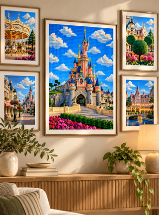 Disneyland Paris, Fairytale Castle Building Lego Style Art Print