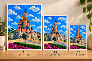 Disneyland Paris, Fairytale Castle Building Lego Style Art Print