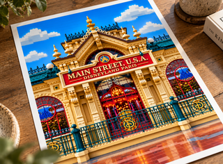 Disneyland Paris Main Street Lego Style Print