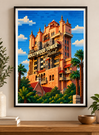 Hollywood Tower of Terror Hotel Lego Style Art