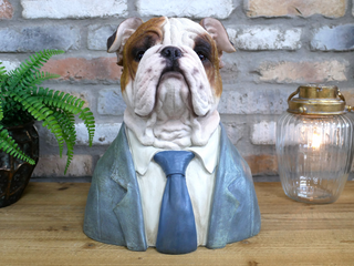 Large Bulldog Bust, Home Decor Sculpture for Animal Lovers