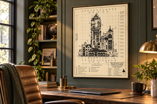 Tower of Terror Blueprint Print, Hollywood Tower Hotel Poster