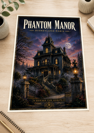 Phantom Manor Illustrated Art Print, Disneyland Paris