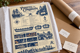 Pirates of the Caribbean Blueprint Print, Disneyland Anaheim Poster,