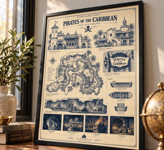 Disneyland Paris Pirates of the Caribbean Blueprint Print