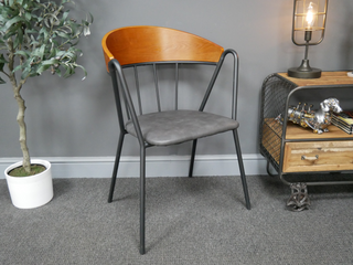 Metal & Leather Retro Chair, Comfy Classic Seating