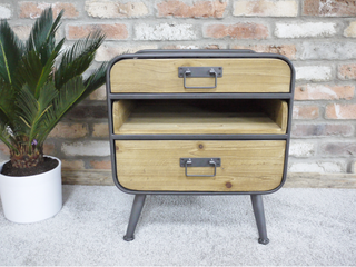 Retro Industrial Cabinet - 2 drawers, 1 pull out Shelf, Home Storage