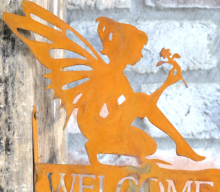 Fairy Welcome Sign, Metal Garden Decoration