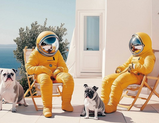 Spacemen & Bulldogs Wall Art, Colourful & Unique Glass