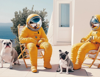 Spacemen & Bulldogs Wall Art, Colourful & Unique Glass